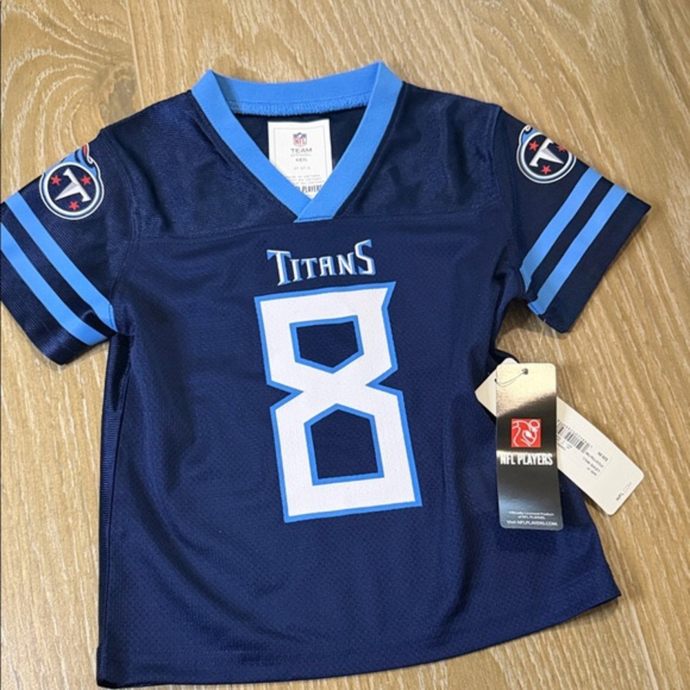 NFL Tennessee Titans Kids Navy and Light Blue #8 Jersey